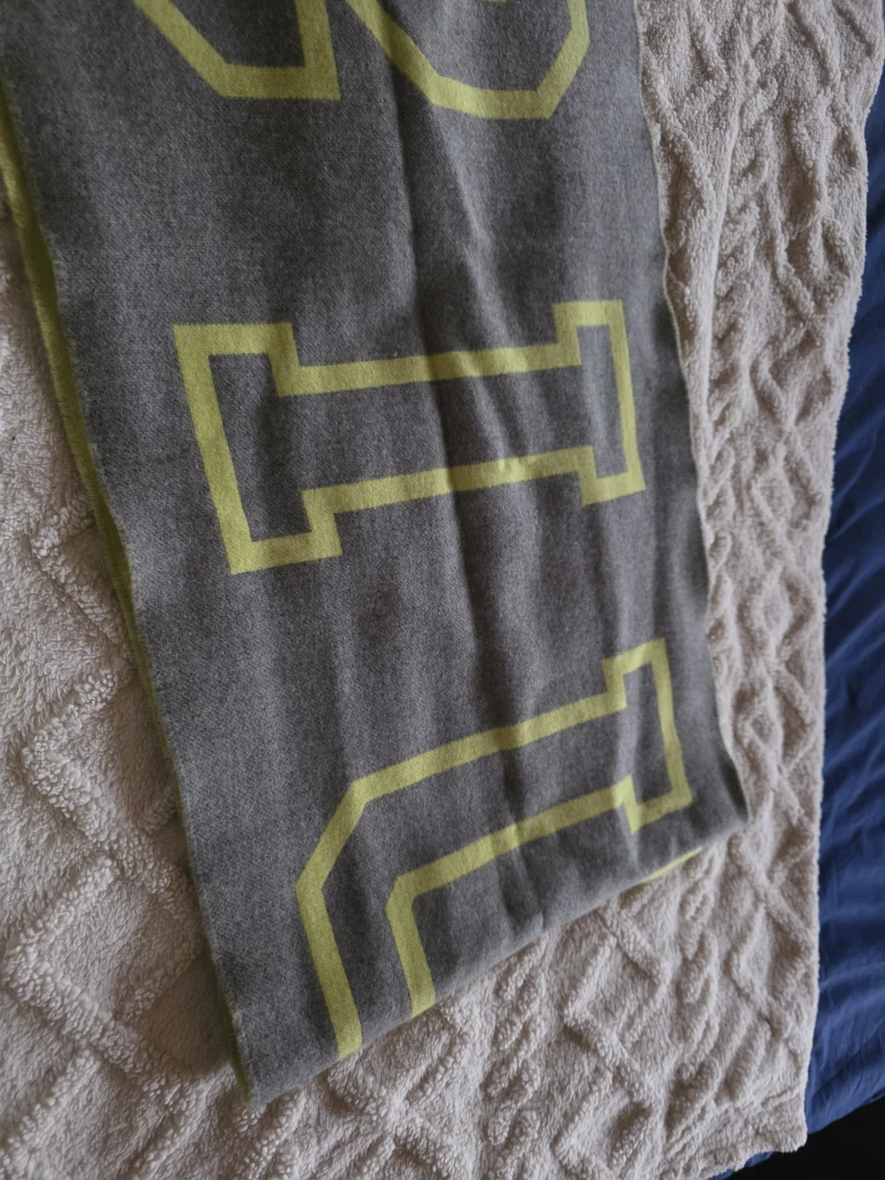 Louis Vuitton Yellow & Gray Logo Wool-Cashmere Scarf